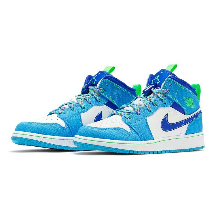 Детские кроссовки Air Jordan 1 Mid SE GS Sprite синие темно-пудрово-синие Racer-Blue DA8010-400
