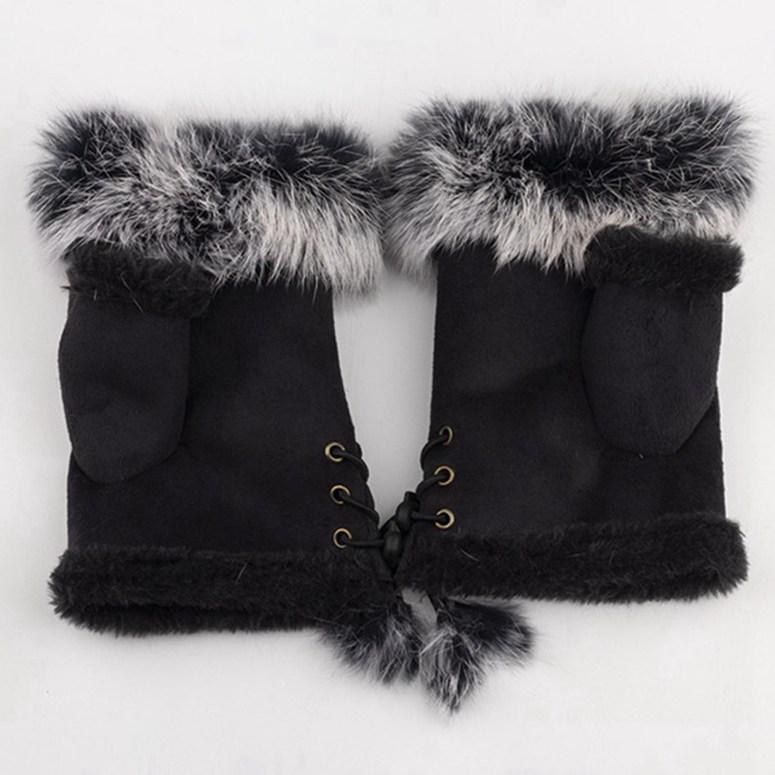 Модные зимние теплые компьютерные перчатки, толстые мягкие удобные эластичные перчатки с половиной пальца