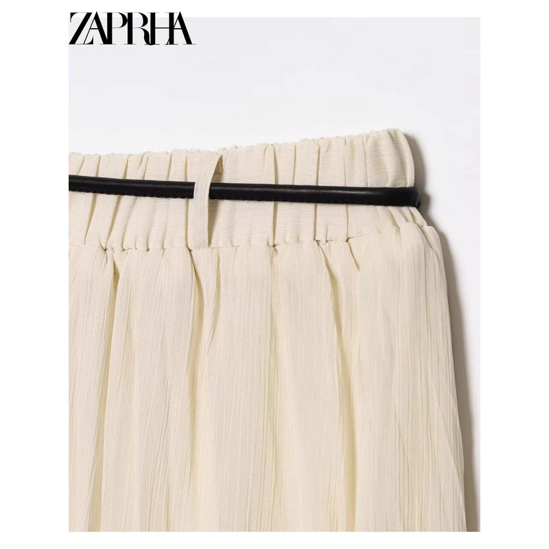 Zaprha 2025 New Arrival with Belt Gas Casual Elegant Vertical Midi Skirt Skirt Long Slim Looking 3897095