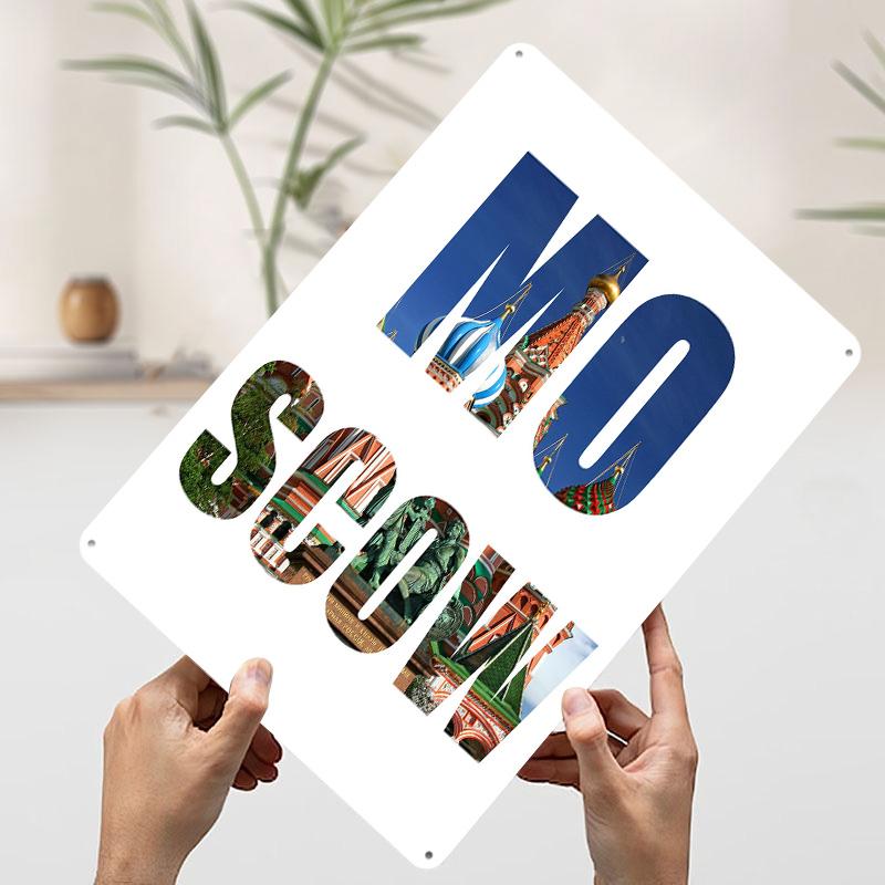 Moscow Travel Printed Poster Customized Retro Wall Art Vintage Metal Tin Signs for Home Living Room Decoration Gaming House Cozy