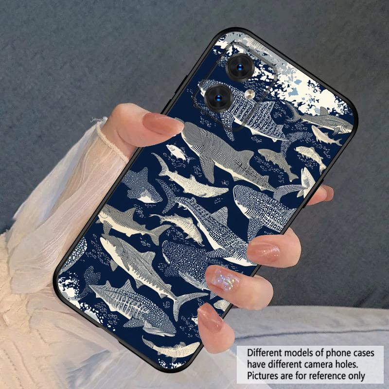 Cartoon Blue Shark For Moto Edge 40 50 Neo 5G E 14 15 G04 G05 4G G24 G34 G35 G54 POWER G55 G75 G84 85 silicone soft phone case