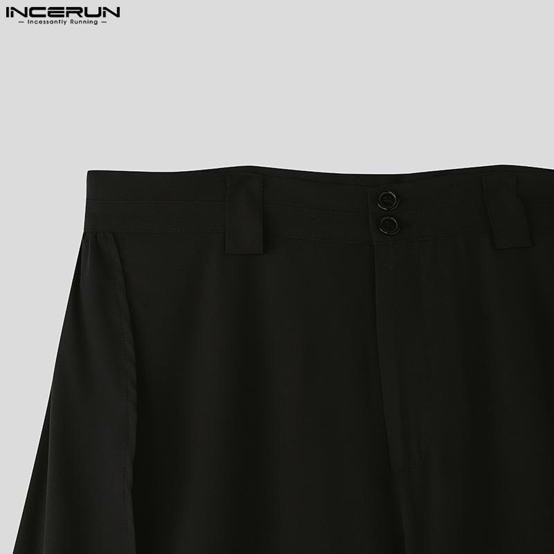 INCERUN Мужские рубашки с длинным рукавом и расклешенным низом, комплекты брюк с широкими штанинами, наряды из двух частей