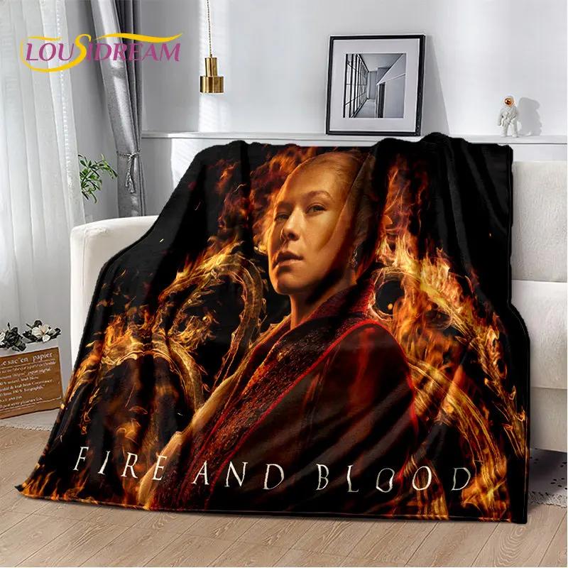 Мягкое плюшевое одеяло House of The Dragon, Фланелевое одеяло-плед для гостиной, спальни, кровати, дивана, пикника, Покрытие для детей