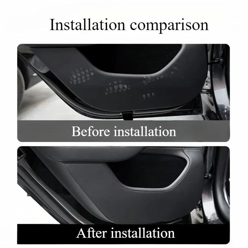 For Tesla Model Y Juniper 2025 Car Door Anti-Kick Pad Leather Sticker Trim Kit Side Door Protector Cover Car Interior Decor