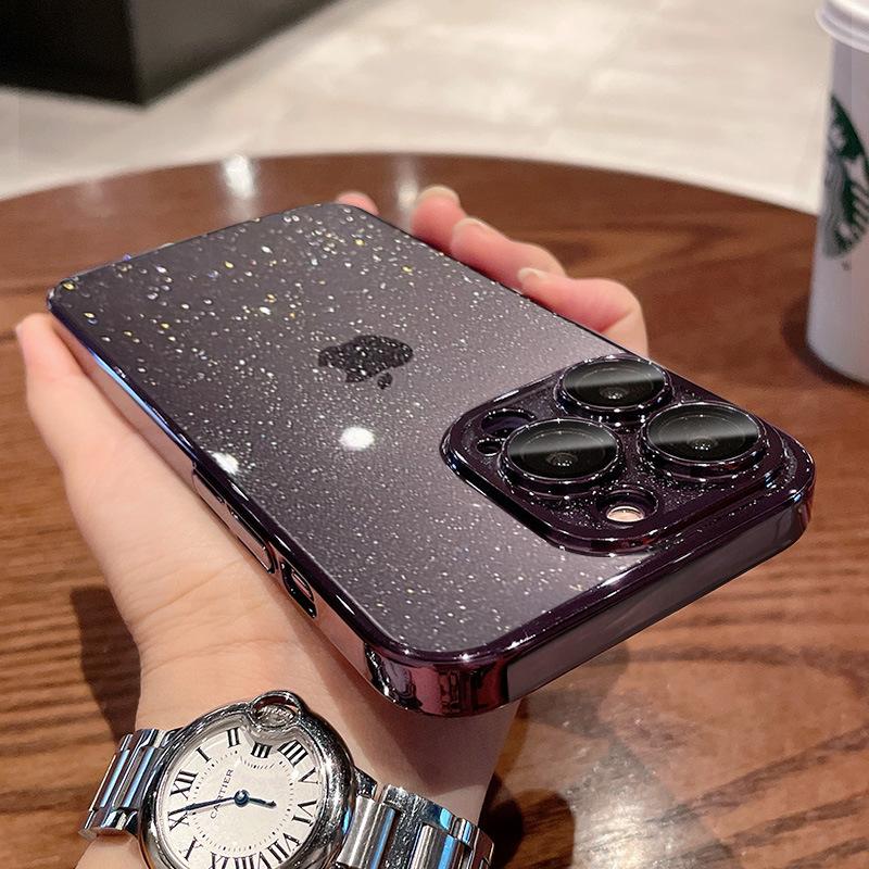 Подходит для IPhone16ProMax, чехол для телефона поставляется со встроенной защитной пленкой для объектива, а прозрачный чехол Apple 15 14 гальванизирован