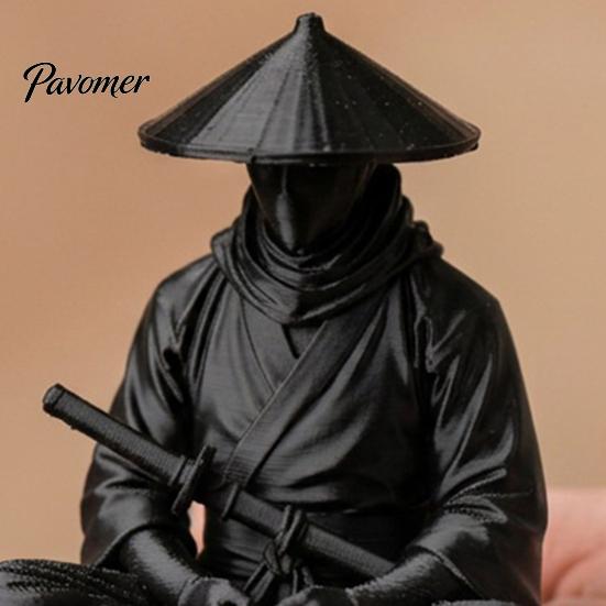 Статуэтка для прихожей, статуя японского воина-самурая, 3D-печатная фигурка ниндзя, сидящего в медитации, компактная настольная скульптура-аксессуар для