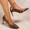 Мода 2025 Мода Женские туфли на высоком каблуке Новинка Леопардовый принт Офис и Карьера Сексуальный Острый носок Большой размер Самые продаваемые Каблуки Женские