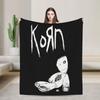 Korn Nu Metal Doll Knitted Fashion Blanket Coral Fleece Graffiti Music Korn Art Lightweight Thin Throw Fashion Blankets Bedspreads Portable