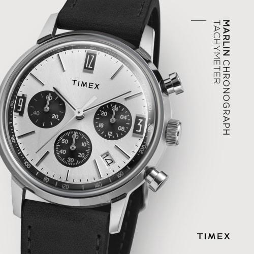 Timex Men's Marlin 40mm Watch, Black/Silver-Tone/Stainless Steel. One Size, Marlin 40mm.