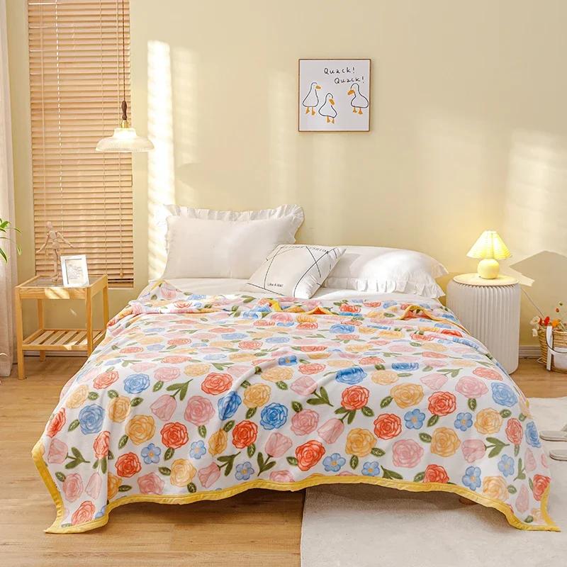 Одеяло с цветочным принтом роз, мягкие уютные одеяла с цветами, пушистые одеяла с принтом бутонов роз для девочек, женщин, подарков, дивана, декора