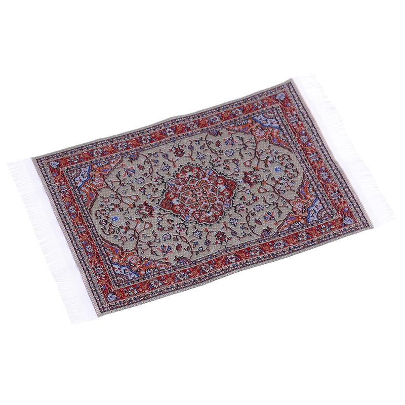 1:12 миниатюрных вышитых ковров для кукольного домика, тканые цветочные напольные покрытия