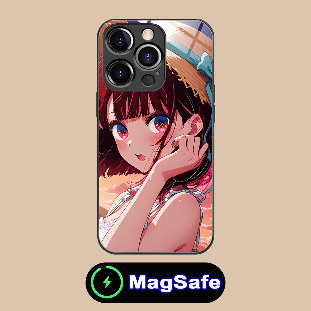 Чехол для телефона Oshinoko Арима Кана для iPhone 17 16 15 14 13 12 11 Air Pro Max Plus Mini MagSafe Стеклянный Цветной Чехол Красивый Чехол