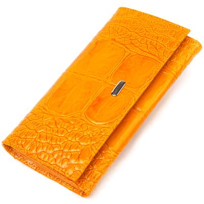 Яркий Женский кошелек из натуральной фактурной кожи CANPELLINI Wallet 21651 Желтый