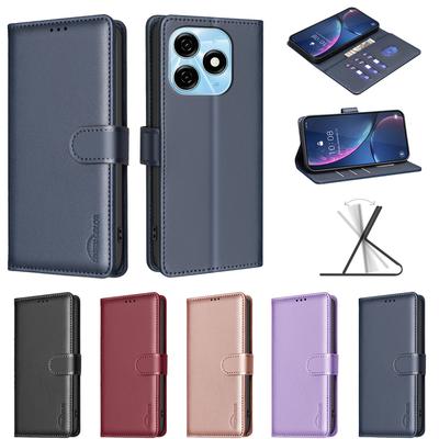Высококачественный кожаный чехол-кошелек для телефона Tecno Camon 15, Spark 5, Pop 9, Spark 30C 5G, Spark Go 2024, Spark 20C, Pova 6, функция защиты от скимминга RFID.