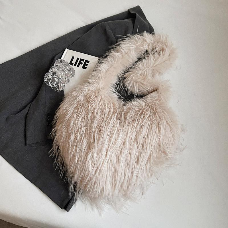 Осень и Зима Новая Повседневная Шерстяная Сумка Большая Вместимость Сумка-Тоут Модная Сумка на Одно Плечо Под Мышку Сумка Ручная Сумка Плюшевая Сумка