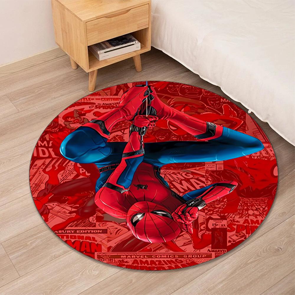 Spider Man Printed Round Rug Carpet Chair Rug Area Rug Entryway Doormats,for Office Chair Living Room Bedroom Kitchen Room.