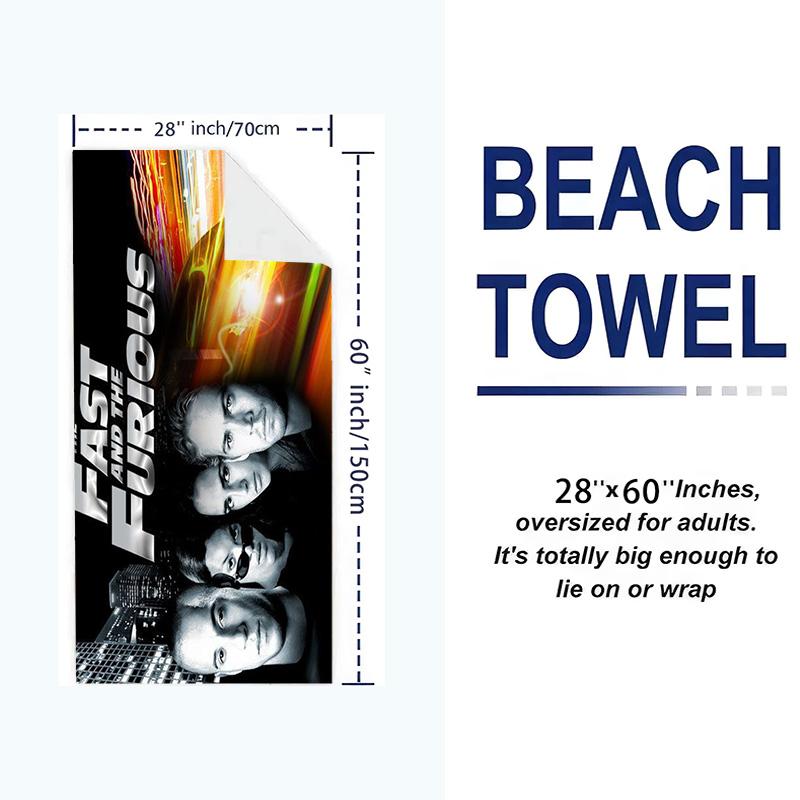 Car Racing Fast Furious Print Beach Towel, Large Soft Quick Dry Towel for Beach Camping Swimming