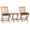 Day and Night - Day and Night Folding Garden Dining Set 3 Pieces Teak Wood Cushions