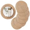 Round Woven Placemats Set Of 6, Natural Water Hyacinth Place Mats