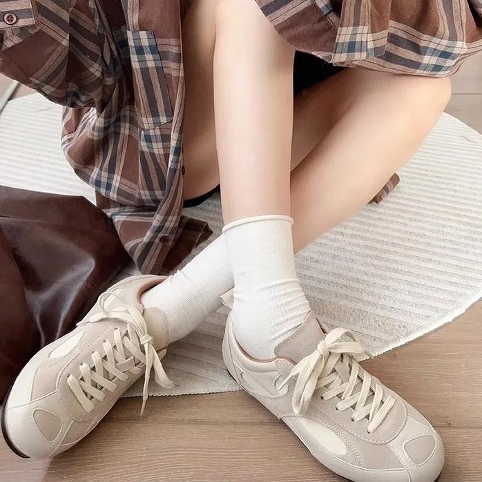 Модные женские кроссовки на тонкой подошве, дизайнерская обувь, новые, винно-красные, в стиле ретро, из коровьей кожи с комбинированным дизайном, обувь для ходьбы, коррекция осанки, 40