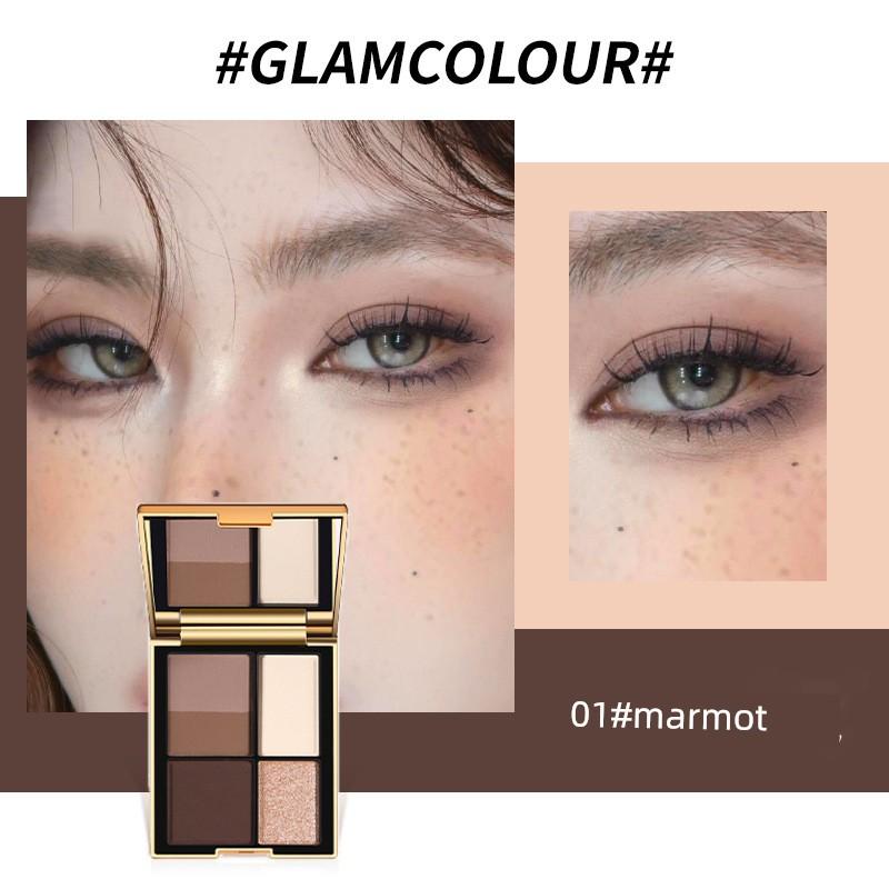 Magic Color Card Five-Color Eyeshadow Palette Pearlescent Matte Fine Shimmer Daily Earth Tones Highlighting and Contouring All-In-One