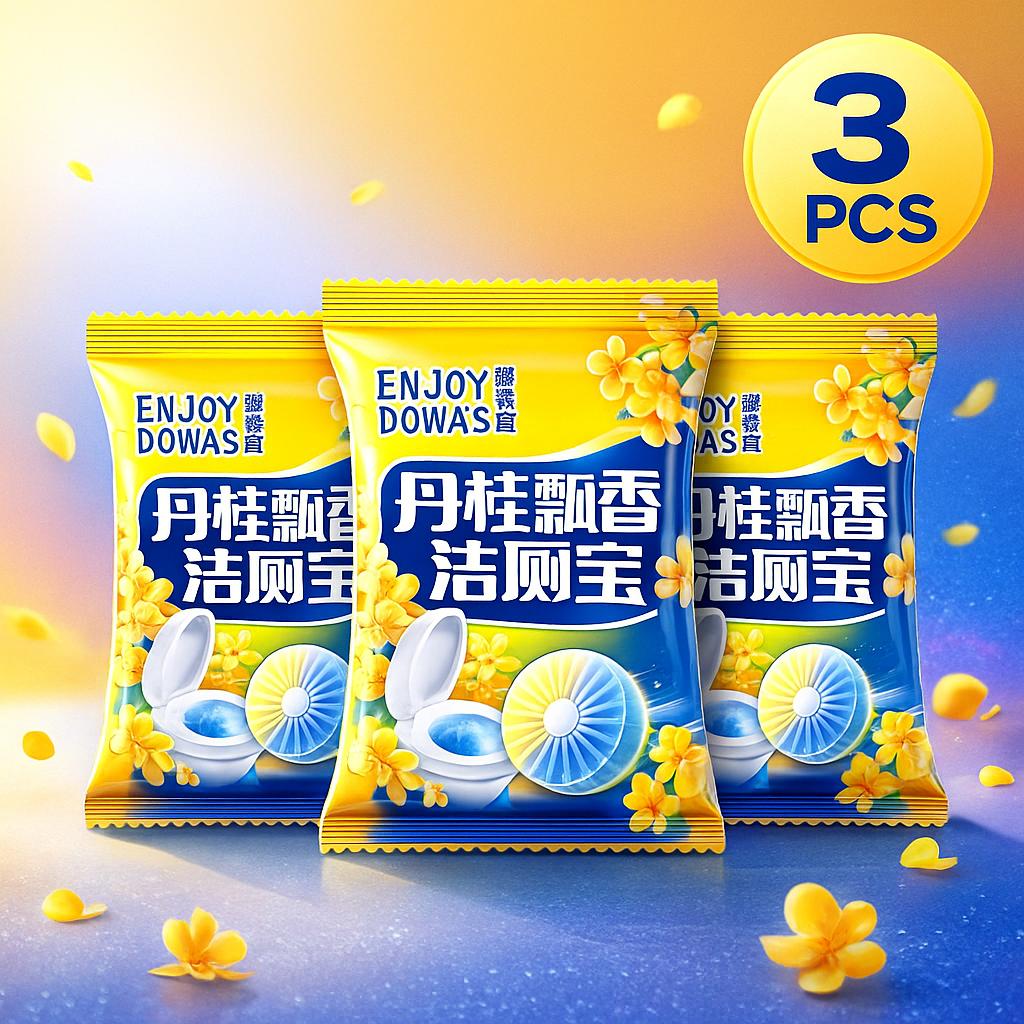 Toilet Bowl Cleaner Tablet Osmanthus Scent, In-Tank Deodorizing Block, Deep Clean Anti Limescale, Long Lasting Fresh Fragrance B