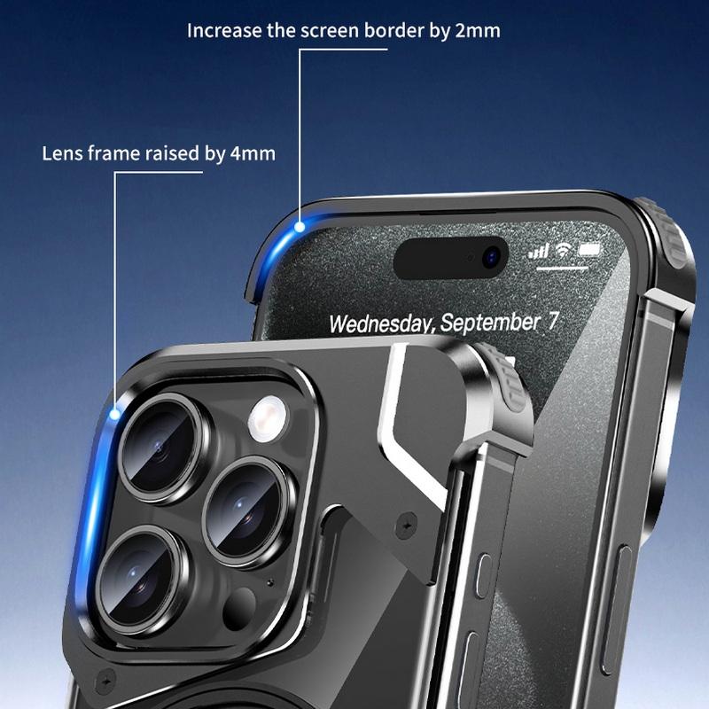 Aluminum Alloy Frameless Heat Dissipation Case For iPhone 17 Pro Max Air 16 15 14 13 Pro Max Wireless Charge Shockproof Magnetic Bracket Bumper Cover