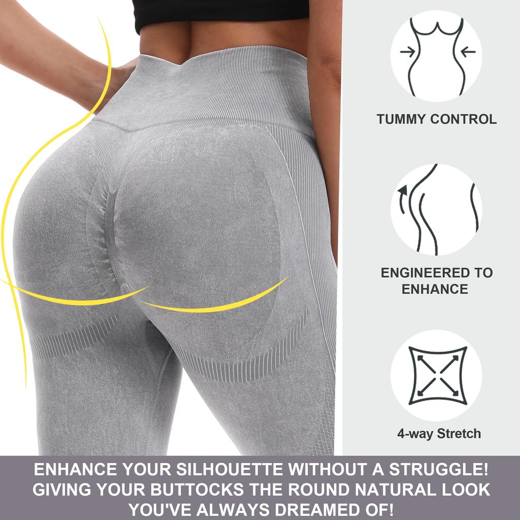 2 Pack Women's High Waisted Sexy Butt Lifting Seamless Solid Color Yoga Leggings Elastic And Breathable Fitness Sports Pants