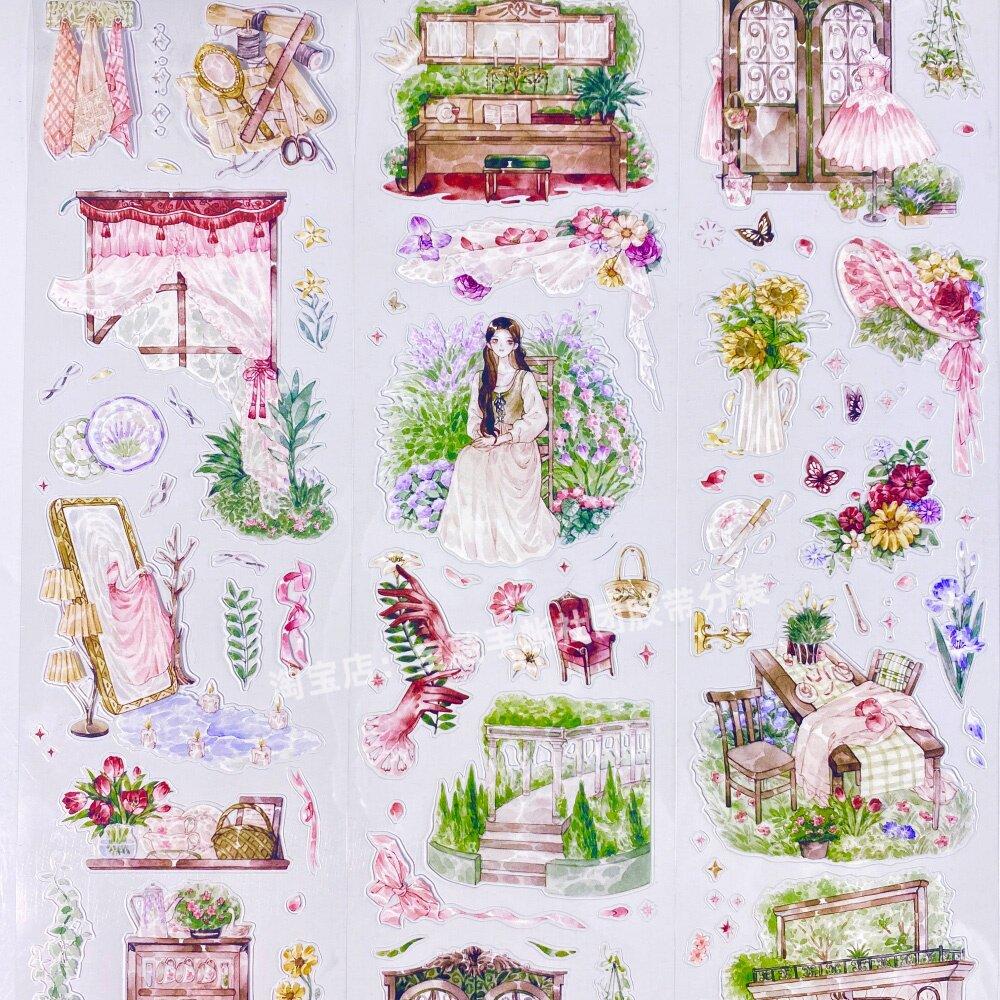 Washi Pet Tape Journal Estate Afternoon Die Cut Classical Village Scrapbook Collage Diy Stickers