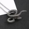 Винтажное Ожерелье-Подвеска Змея из Нержавеющей Стали 316L Панк Хип-Хоп Байкер Длинное Ожерелье Змея Мужские Украшения Подарок