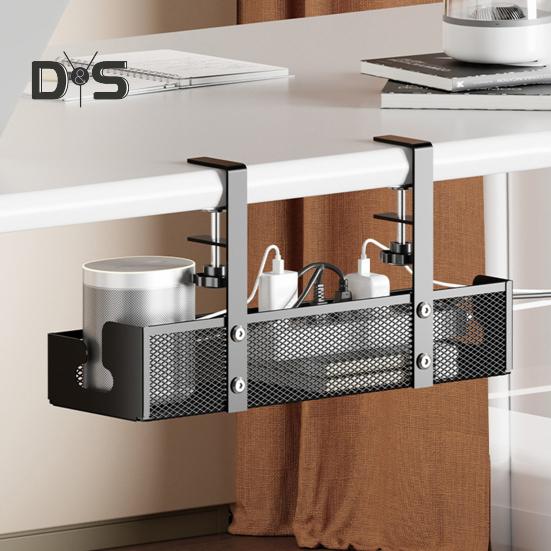 Data Cable Storage Rack Under-Desk Organizer Simple Installation Cable Management Metal Cable Tray Power Strip Cord Holder
