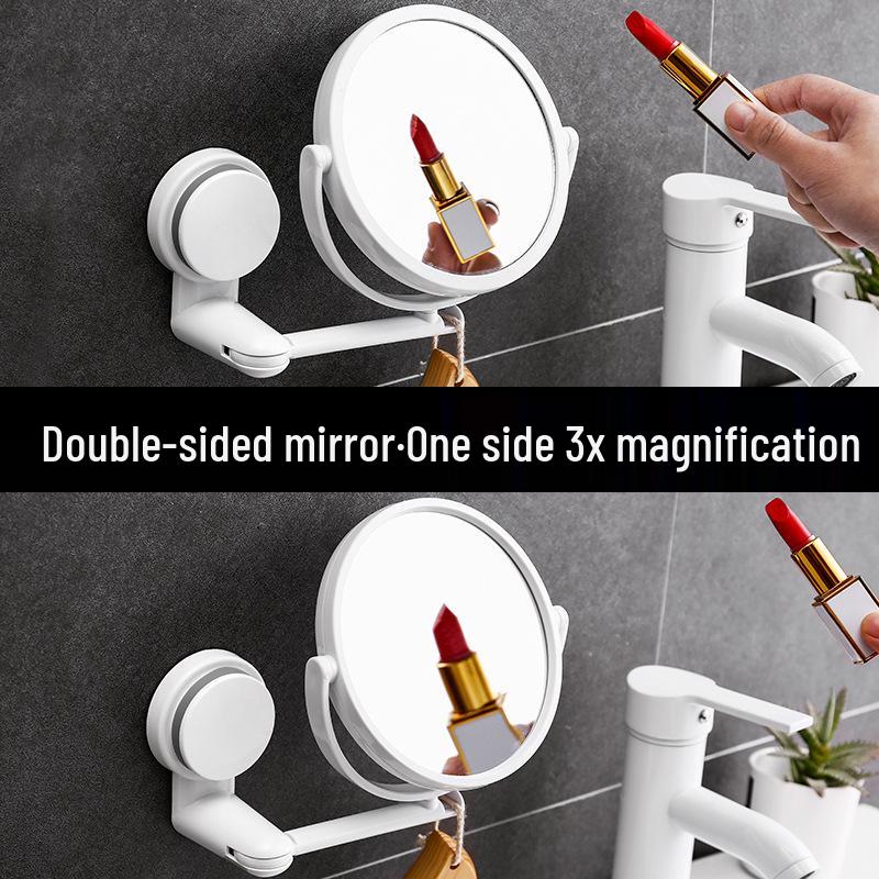 Foldable Wall-Mounted Suction Cup Makeup Mirror, Rotatable & Punch-Free for Student Dorms