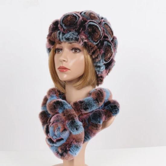 Новые женские зимние наборы шапка и шарф из натурального теплого меха кролика рекс, вязаные шапки и шарфы из натурального меха, муфта