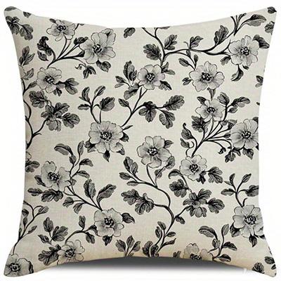 Home Decor Black & White Floral Patterned Pillow Covers Pattern Cushion Cover Suitable for Sofa Bedroom Car Pillow Cover