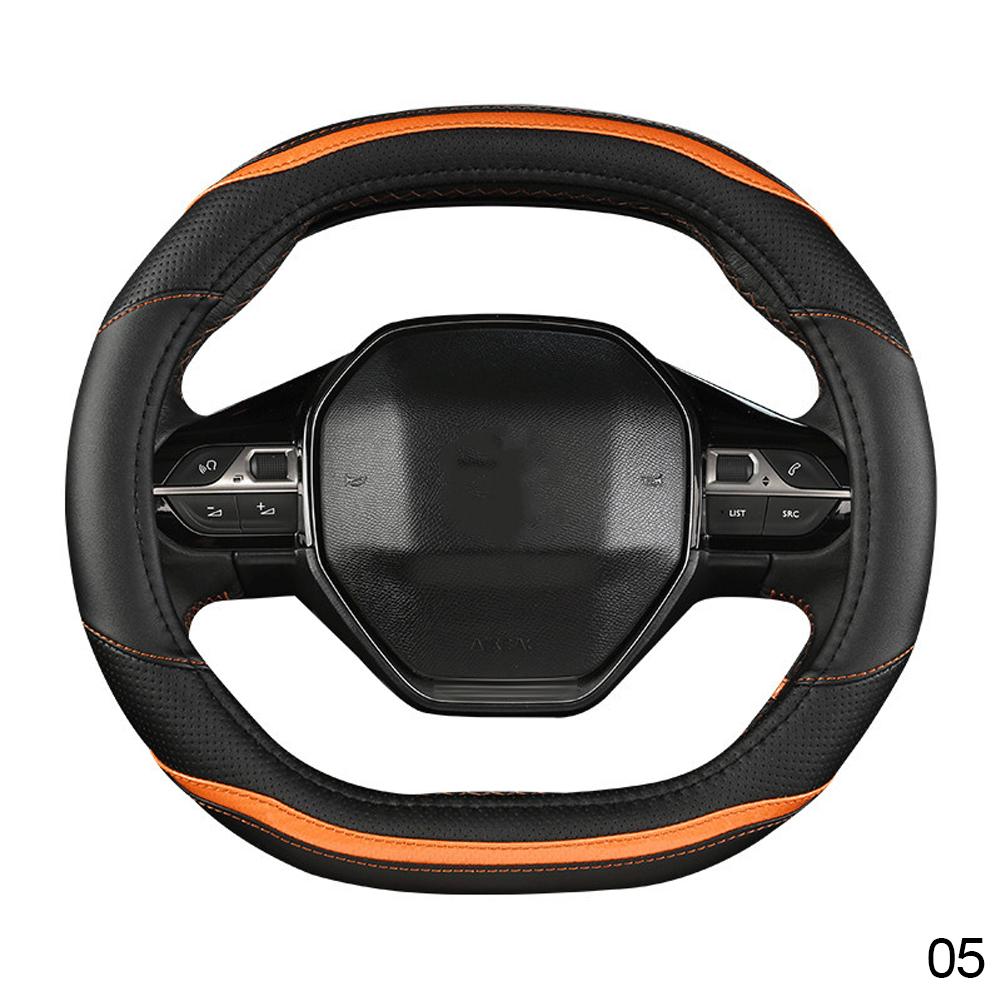 Автомобильный чехол на руль для Peugeot 3008 4008 5008 из углеродного волокна, двухцветный сращивание, универсальный чехол на четыре сезона, универсальный чехол на руль