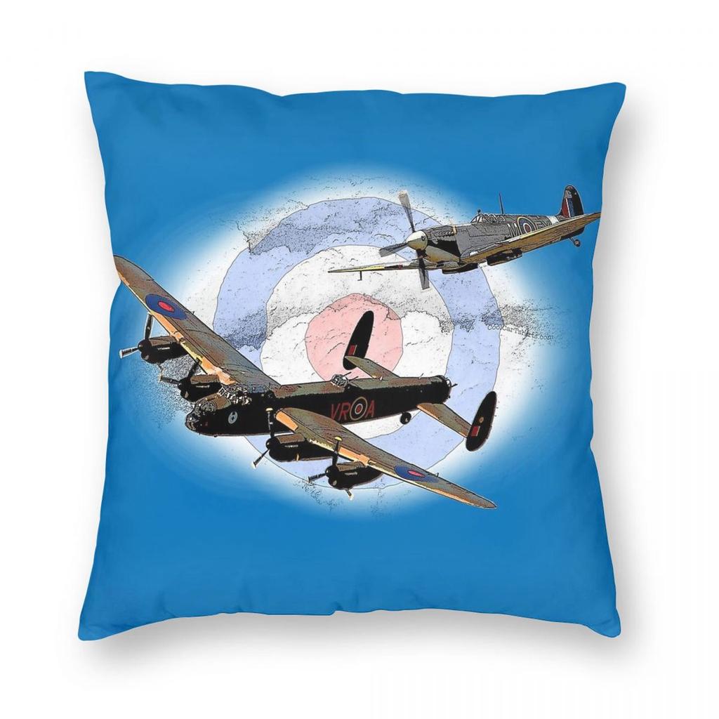 Spitfire And Lancaster Aircraft Square Pillowcase Polyester Linen Velvet Pattern Zip Decor Throw Pillow Case Home Cushion Case