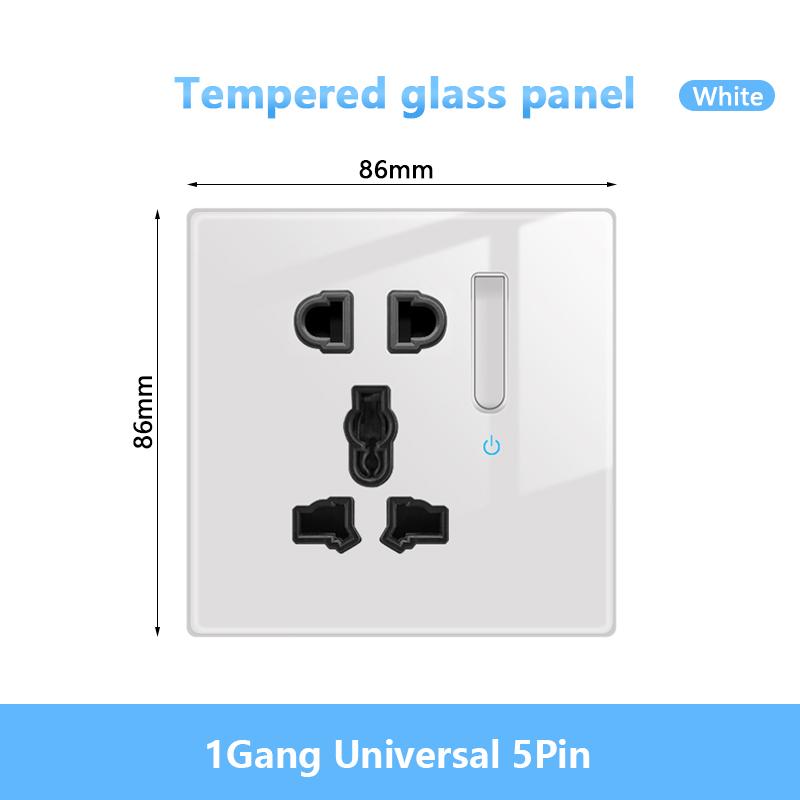 Белый светодиодный индикаторный световой выключатель Панель стеклянная клавиша пианино Самовосстанавливающийся настенный выключатель розетка, UK FR EU Универсальная электрическая розетка USB