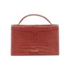 Alexander Mcqueen Skull Croc-Embossed Top Handle Bag, Deep Red, Gold Skull Hardware, Women's Luxury Handbag for Daily Party 732798-1HB0G-6338