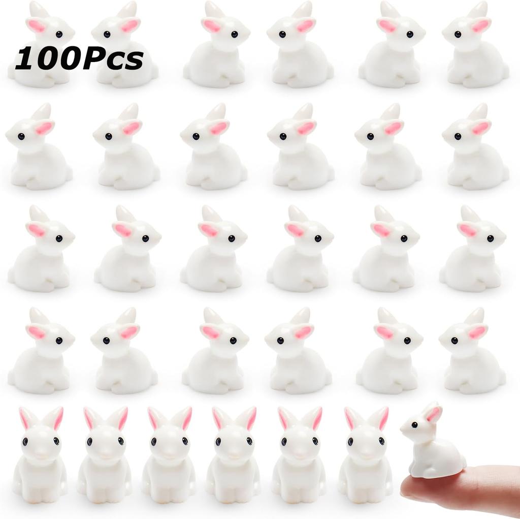 100/200 шт. Мини-кролики из смолы, миниатюрные фигурки, 3D-фигурка маленького белого кролика, украшение для микро-ландшафта, кукольный домик, украшение, поделки своими руками