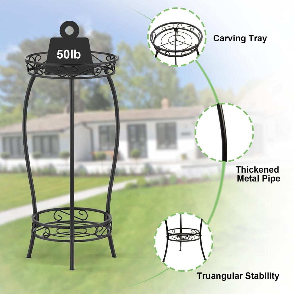 Цветок цветок 69см садоводство цветочный горшок черная подставка, для дома, 2-ярусная, полка, железо, высокая, стеллаж, дом, офис, сад, подставка, (черный)