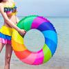 Anti-leak Kids Swimming Ring Smooth Fun Inflatable Rainbow Swimming Ring