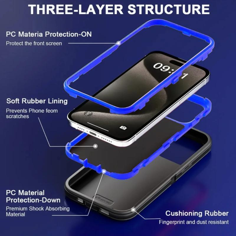 Hard 3IN1 Dustproof Defender Case for IPhone Air 17 Pro Max 16 E 15 14 Plus 13 12 11 PC+TPU OttBox Military Grade Anit-Drop Non-slip Protect Cover