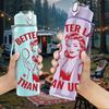 1 шт. Винтажная женская спортивная бутылка для воды 750 мл, пластиковая, с юмористическим текстовым узором, герметичная крышка с откидной соломинкой, подходит для спорта, офиса, домашнего использования