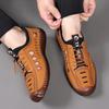 Sandals Men's Spring and Summer New Men's Casual Hollow Breathable Leather Shoes Anti-Slip Soft Sole Bag