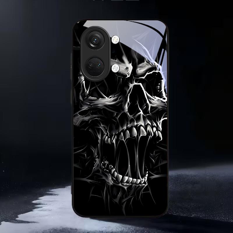 Готический Череп с Шипами Арт Черное Стекло Чехол для Телефона Для OnePlus 6 6T 7 7T 8 8T 9 10 Pro 11R 12R 13R Nord CE 2T 2 3 Lite N20 N30 Чехол