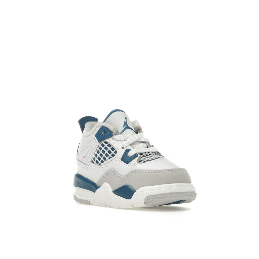 Air Jordan 4 Retro TD Military Blue 2024 Baby Sneakers White Off-White Neutral-Grey BQ7670-141