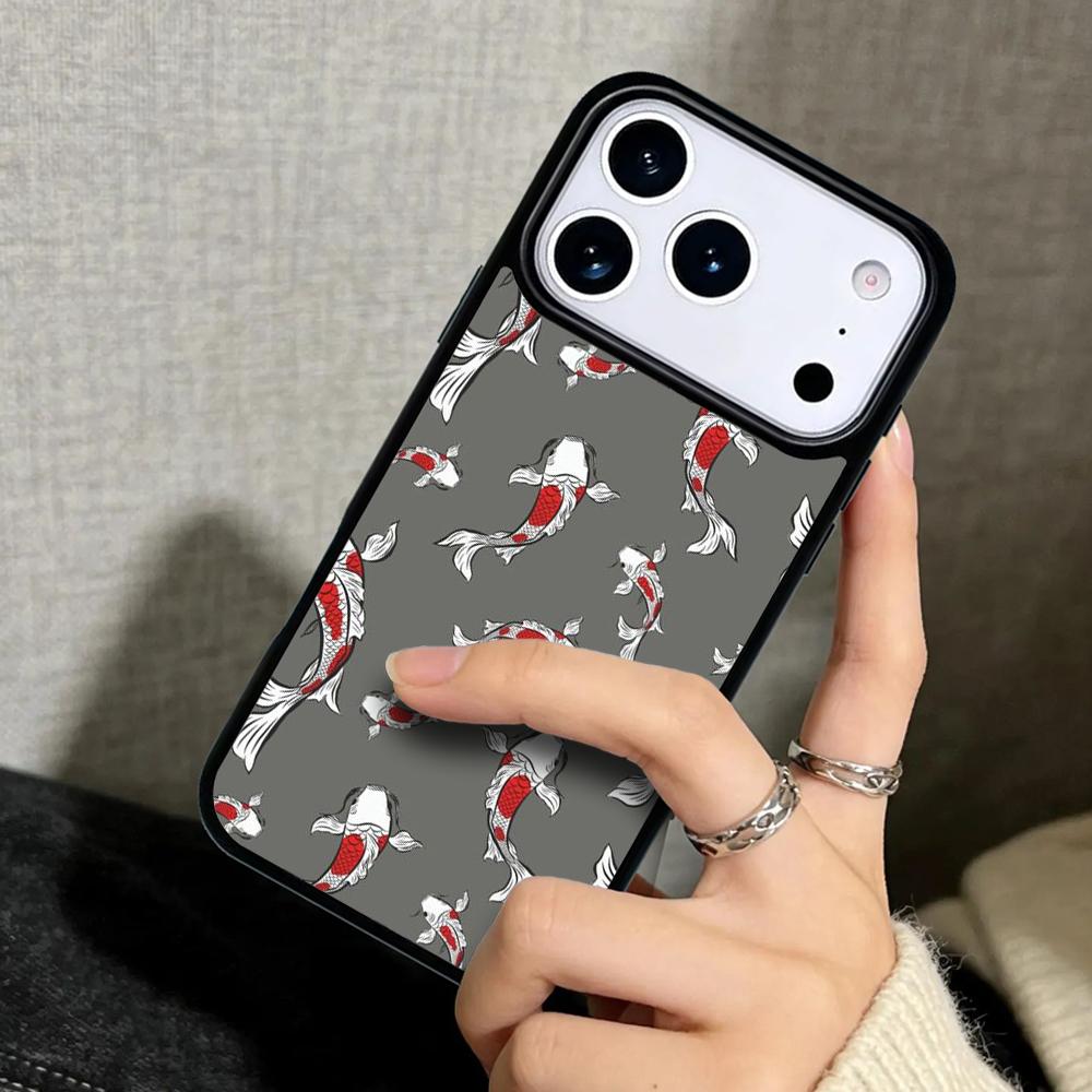 Capa Case for iPhone 17 Air 16 Pro Max 15 Plus 11 13 Mini 14 12 Back Phone Cover Koi Carp Fish