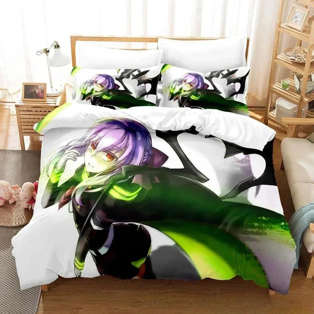 3D Anime Seraph of the end Bedding Set Duvet Cover Sheet Printed Bed Set Pillowcase Bed Full Queen King Size Comforter Bedroom