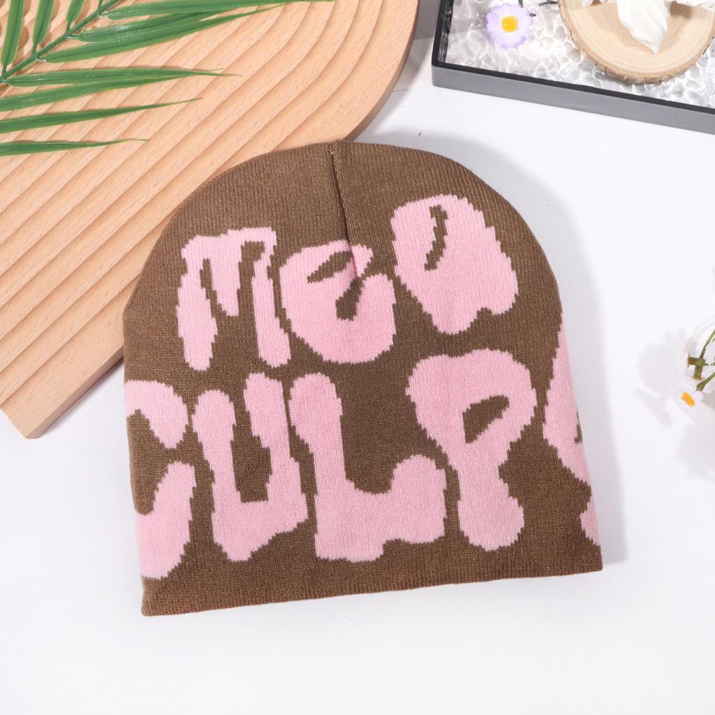 Hip Hop Letter Y2k Beanie Hat With Warm Acrylic Fabric For Streetwear And Fall Outdoor Activities