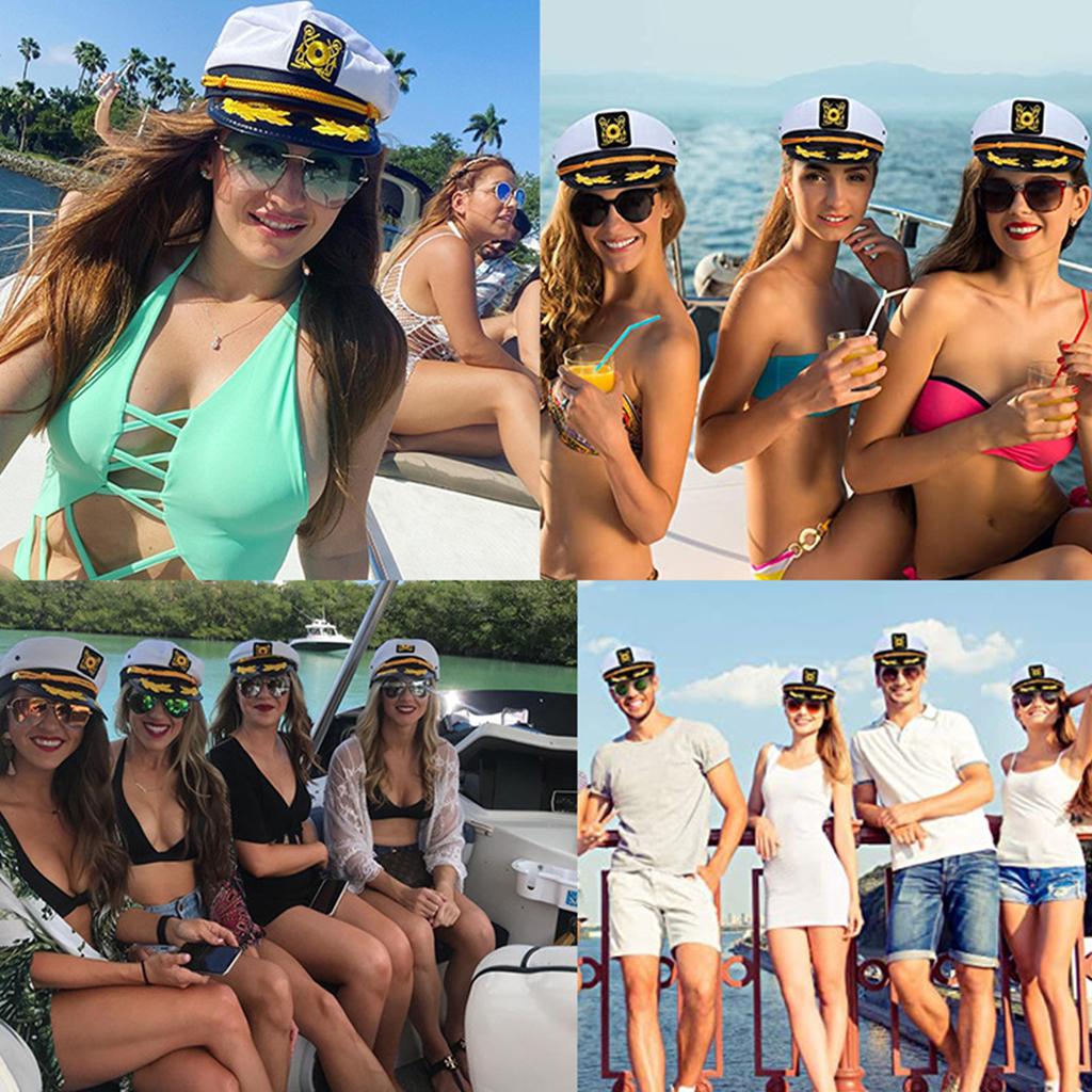Модная шапка моряка в бело-синюю полоску Морская шапка с принтом якоря Шапка для косплея